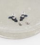 Titanium posts - Black glitter rat stud earrings - Hypoallergenic studs - Image 3