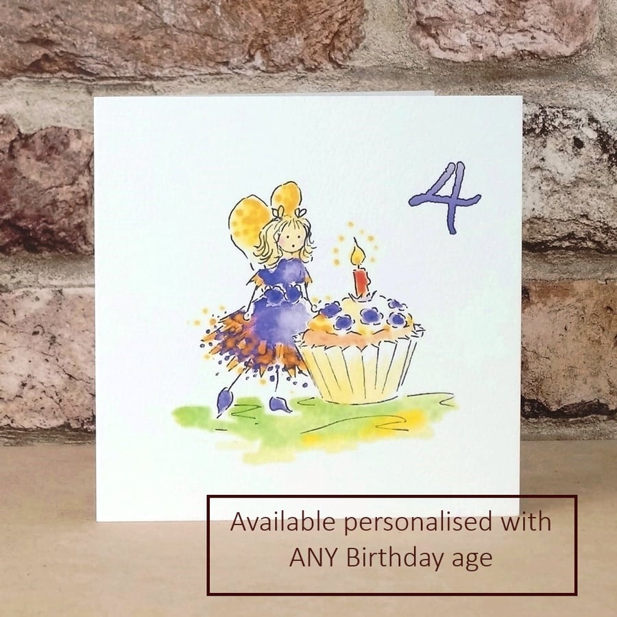 Birthday Card Fairy Candle - Personalised with any age
