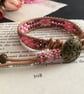 Boho bracelet Pretty pink beaded leather wrap adjustable boho bracelet - Image 6