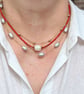 Ruby Glow — Preciosa Seed Bead & Freshwater Pearl Necklace - Image 5