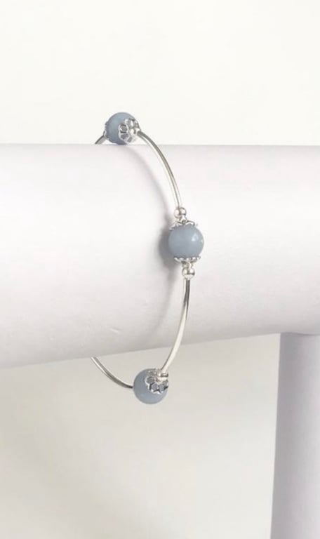 Angelite Sterling Silver Bracelet 