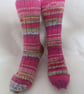 Hand-cranked Knitted Ribbed Wool Socks Size 4 to 5 mismatched - Image 1