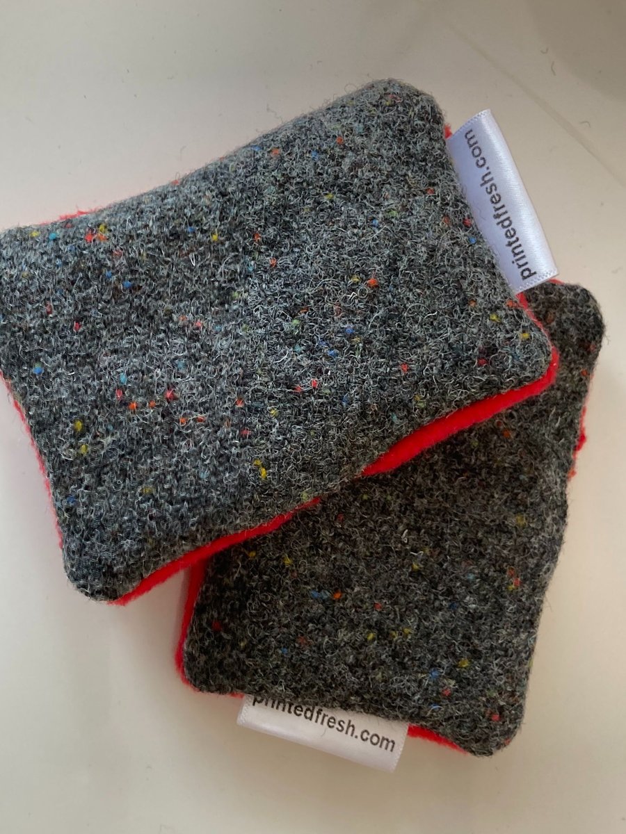 Grey Speckle Harris Tweed Natural  Handwarmers, Pocket hand warmers Reusable