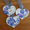 Seconds Sunday - Set of 3 Hanging Hearts - Irises