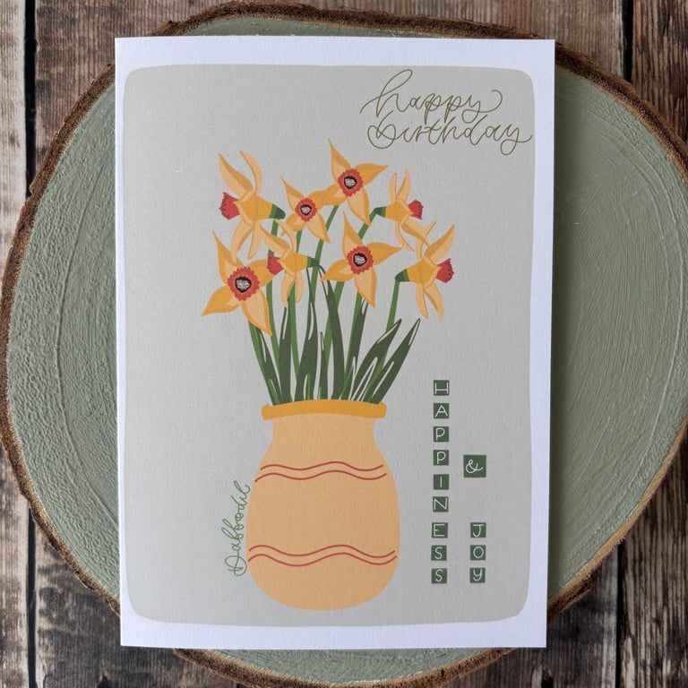 Daffodil Birthday Card: March Birth Flower, Spring Nature