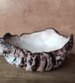 Hand Built Pair of Clay Bark Bowls, Hand Painted Rustic Pottery, Wabi Sabi - Image 6