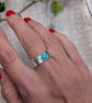 Sterling Silver Oval Patterned Amazonite Wide Band Ring - UK Size P - JBJ4036 - Image 5