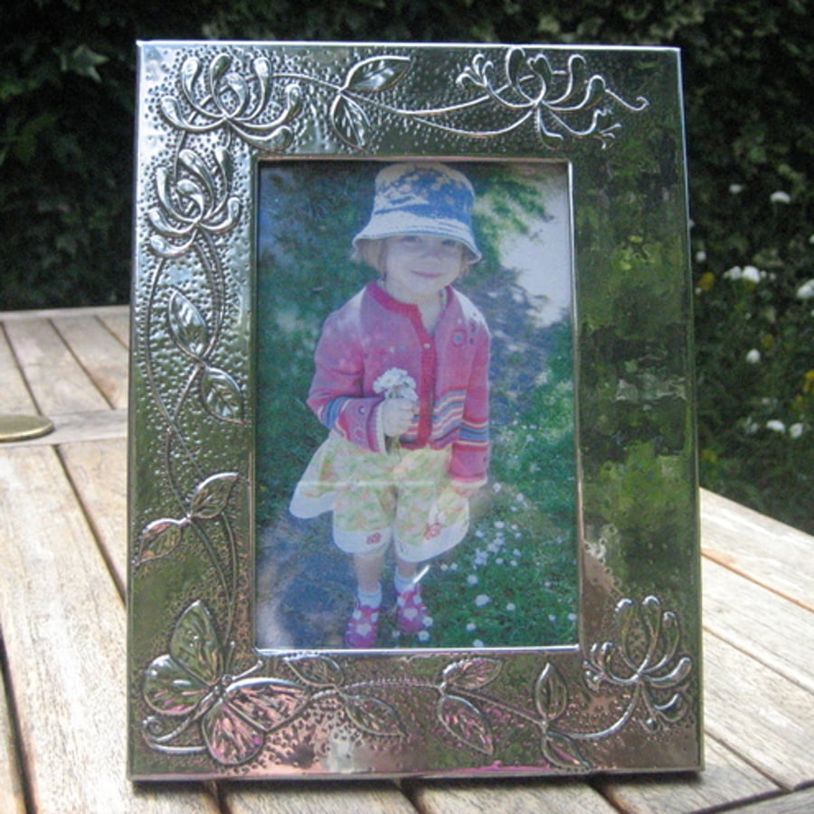 RESERVED Honeysuckle pewter photo frame