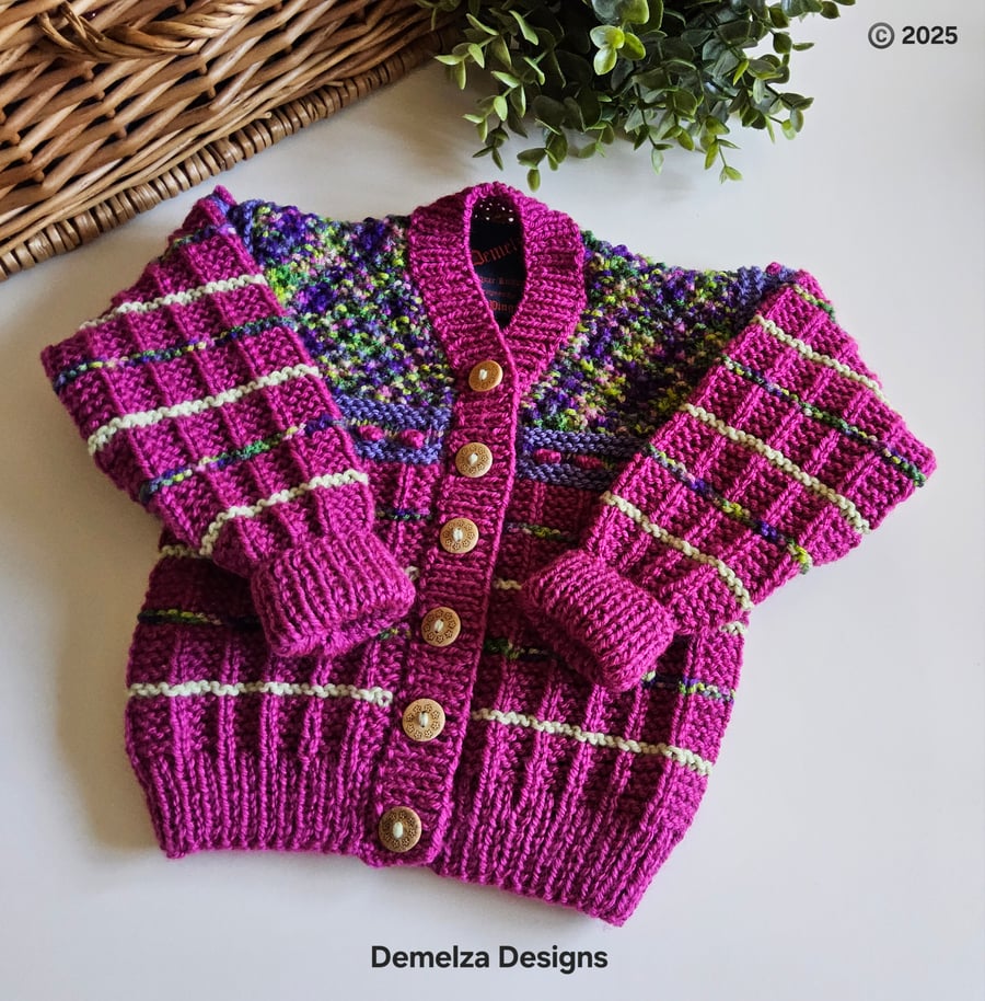 Designer Hand Knitted Baby Girl's Cardigan  9-18 months size