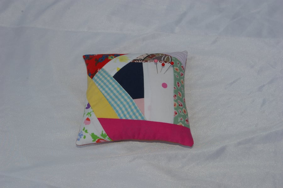 Pin Cushion large in crazy patchwork