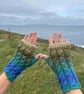 Hand knitted fingerless gloves featuring cable knit pattern.     MOUNTAIN RIVER  - Image 2