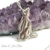 Moon Gazing Hare Necklace, Textured. 
