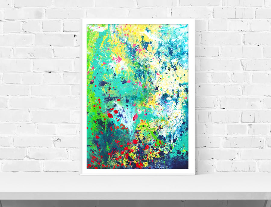 Green Abstract Wall Art Print - Lily Pond