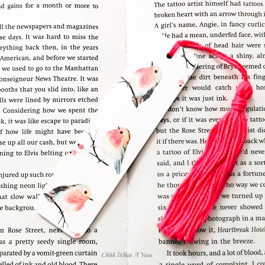 Robin decoupage wooden bookmark. Robin bookmark. Wooden bookmark. 