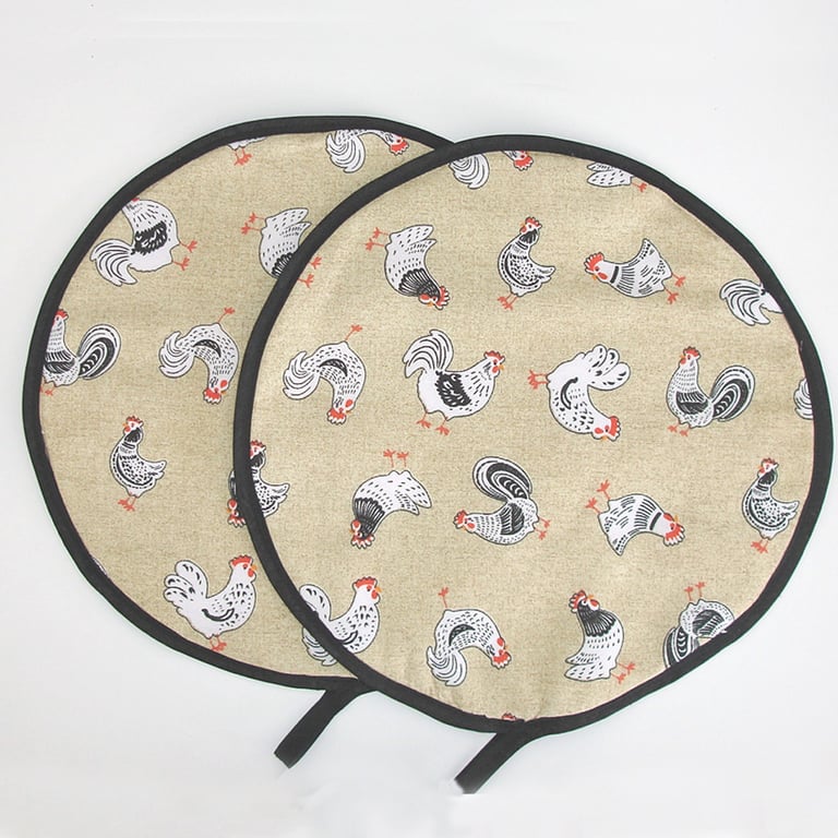 Aga Hob Lid Covers Hens Mats Pads Pair of Round Chicken Surface Savers Hens