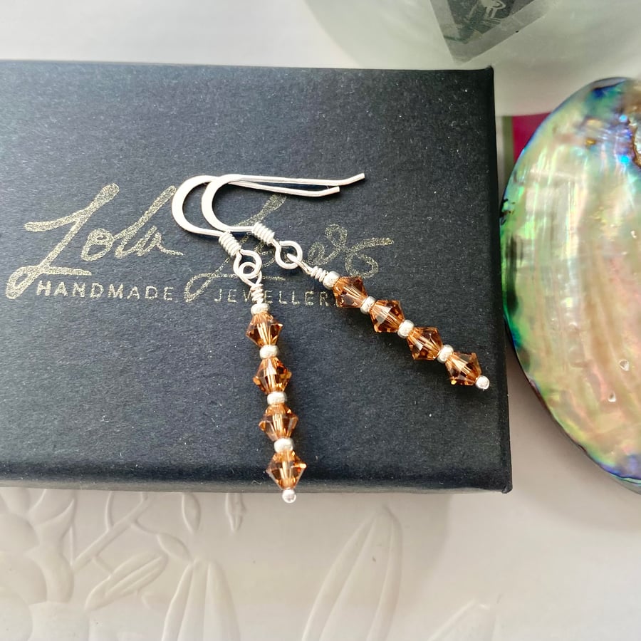 Sterling silver Austrian Crystal drop earrings