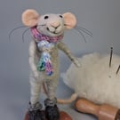 Needle Felted Cosy Grey Mouse - Woollen Decoration 