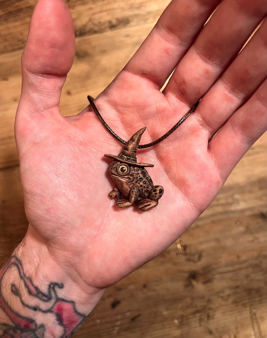 Hand Carved Wizard Toad Pendant