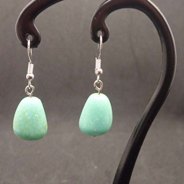 Simulated turquoise beaded earrings