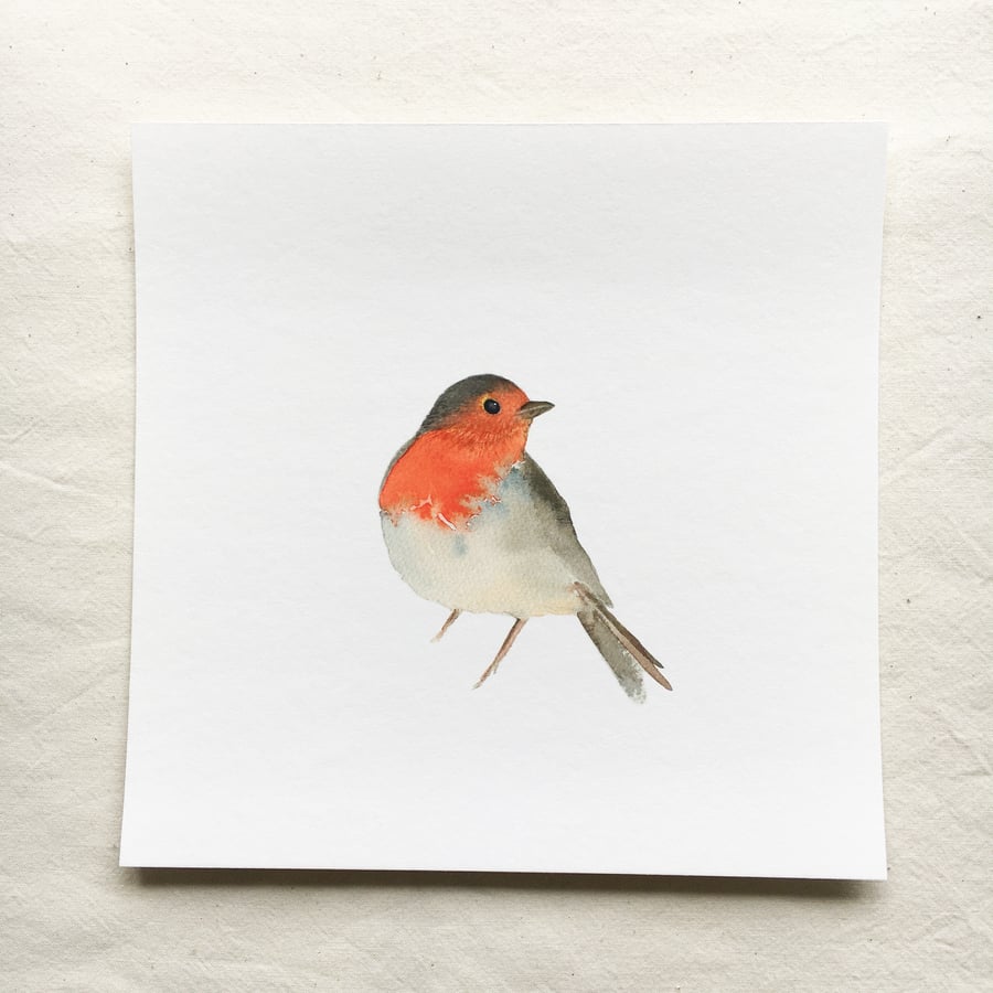 Watercolour robin giclée print