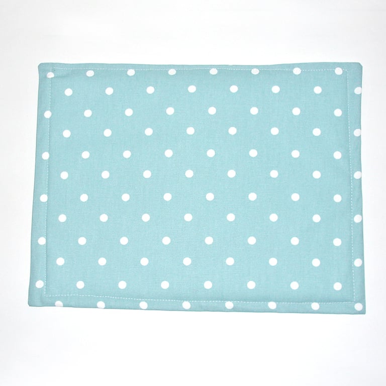 Placemat Polka Dots Duck Egg and White Polka Dot Table Setting 16"x12"