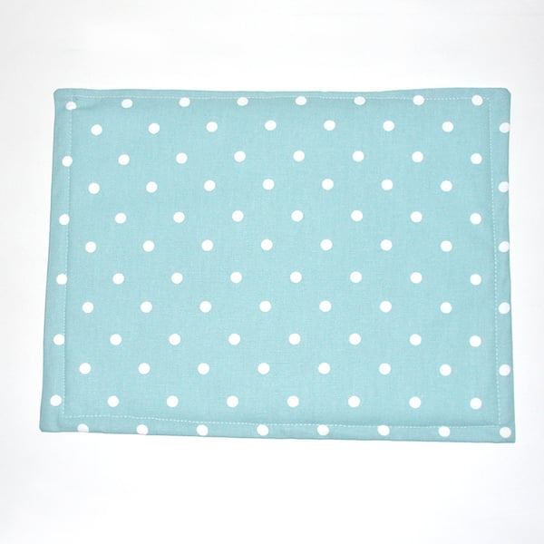 Placemat Polka Dots Duck Egg and White Polka Dot Table Setting 16"x12"