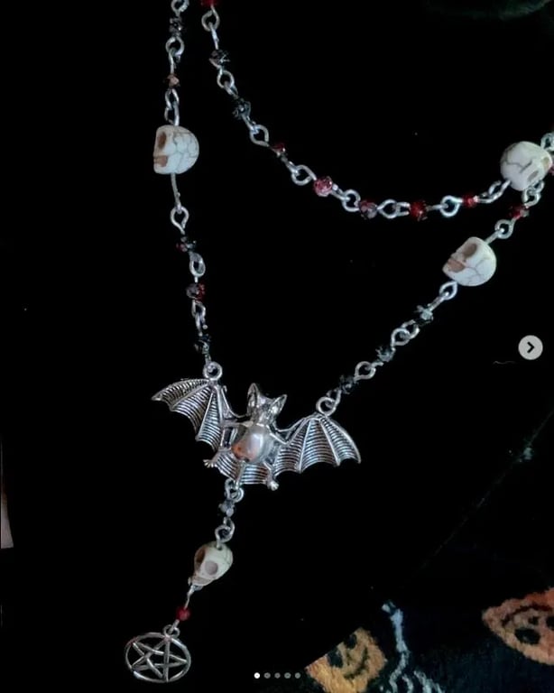 Rosary style Necklace Danse Macabre  Great Gift Idea , Goth , Spooky, Handmade