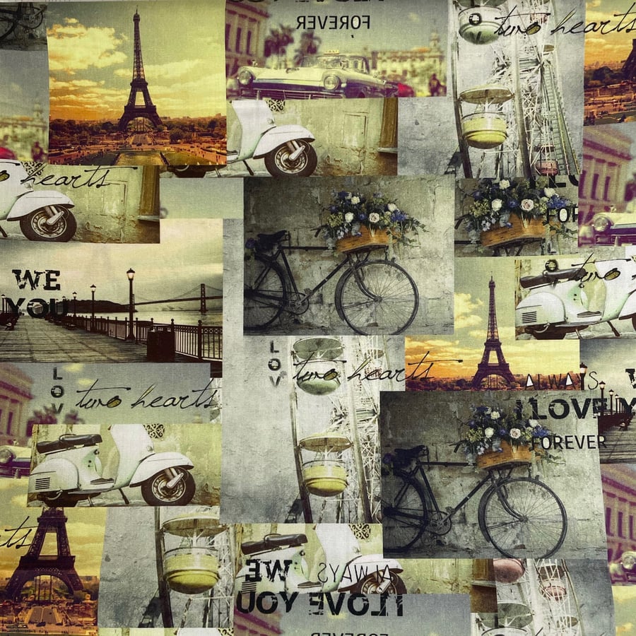 French Collage Cotton Fabric
