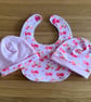 Newborn Baby Boxed Gift Set-Beanie Hats & Matching Bib-Teddy Bear Design-BGS04