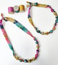 Yellow, Orange, Teal & Pink Liberty Poppy Print Fabric Necklace - Poppy Wonder - Image 3