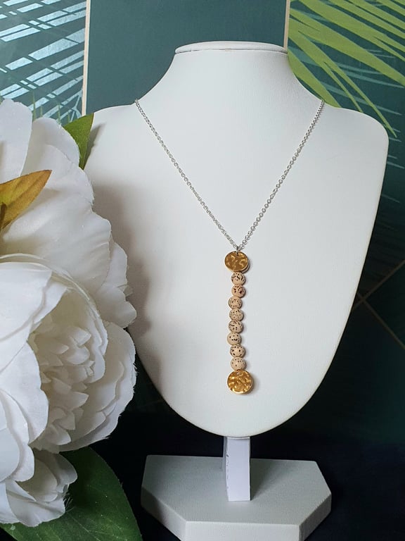 Bodhi bead bar gold disc silver pendant 