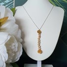 Bodhi bead bar gold disc silver pendant 