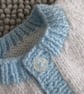 14" White & Blue Newborn Boys Round Neck Cardigan  - Image 2