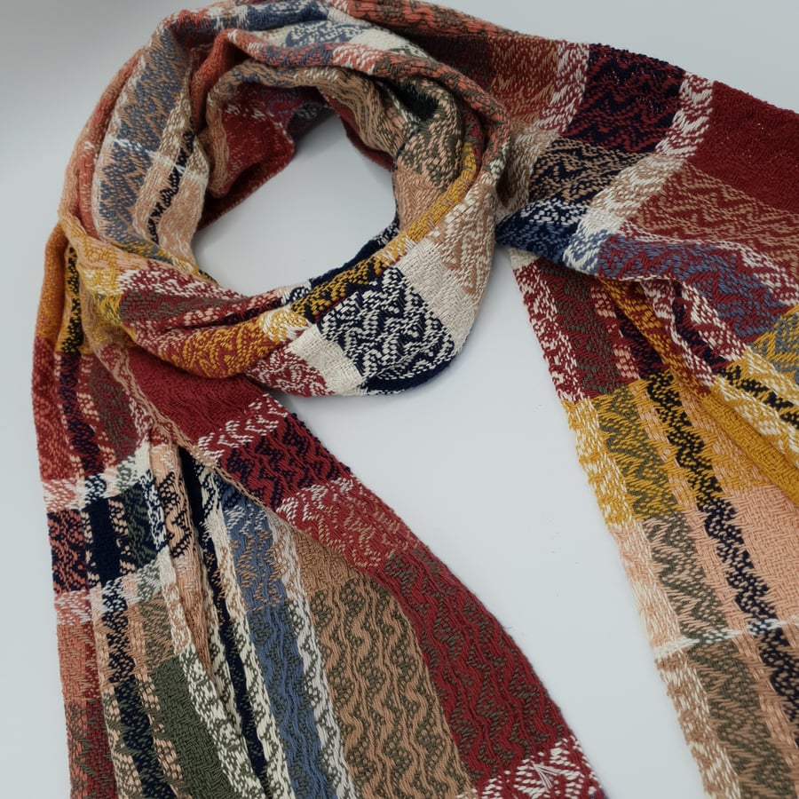 Handwoven Autumnal cotton scarf