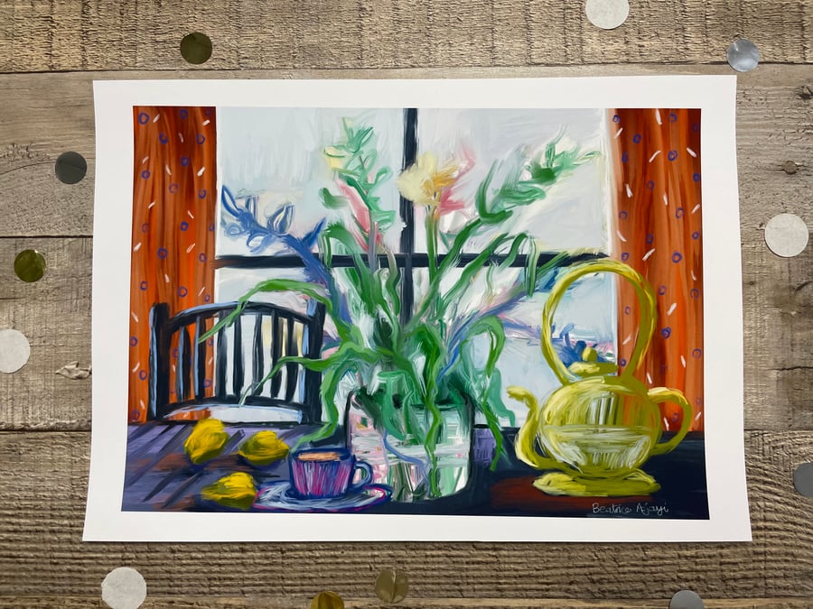 Still Life Art Print Yellow Teapot