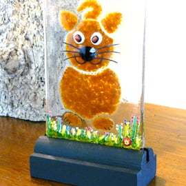 UNIQUE: Handmade Fused Glass 'KITTEN' Picture.