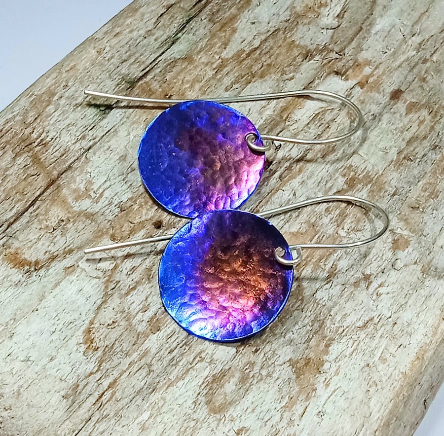  Coloured Titanium Disc Earrings - UK Free Post