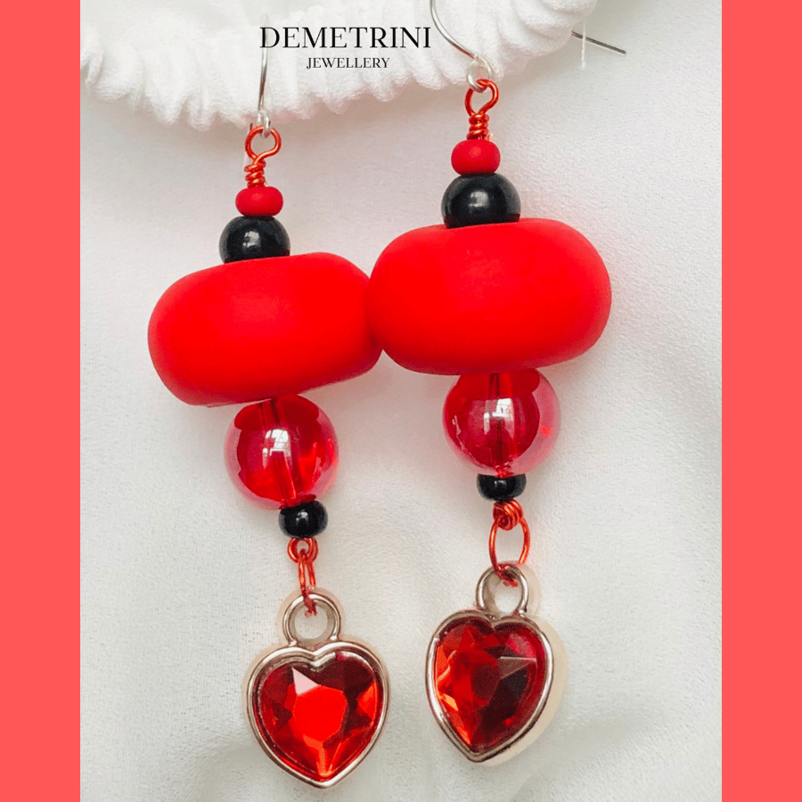 Striking Red Polymer Clay Earrings
