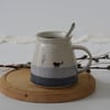 Black cat mug, ceramic mug handmade, blue and white cup, coffee mug, tea cup