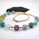 lampwork glass polka dot necklace