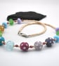 lampwork glass polka dot necklace
