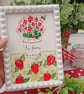 Potted Geranium and Strawberry hand-painted original framed 