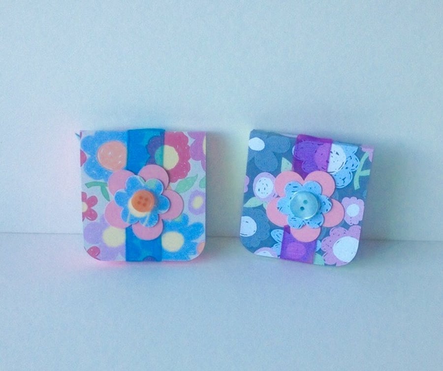 Mini Notebooks Set of Two,Handmade Notebooks,Bright Floral Print.