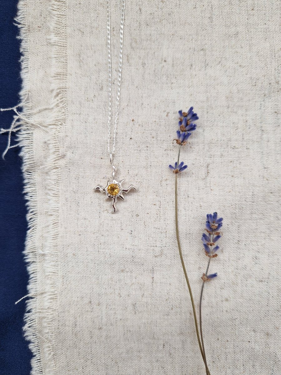 Handmade sterling silver sun pendant necklace - Handmade Lume pendant