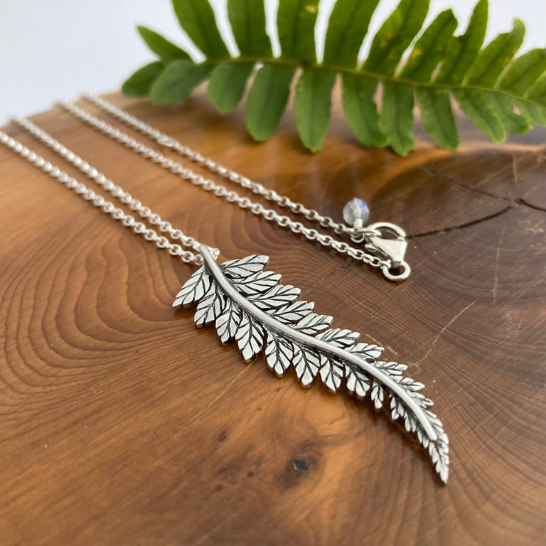 Sterling Silver Fern Leaf Pendant - Handmade