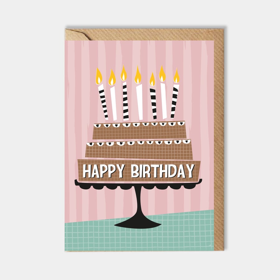 Birthday card - cake - for him - for her