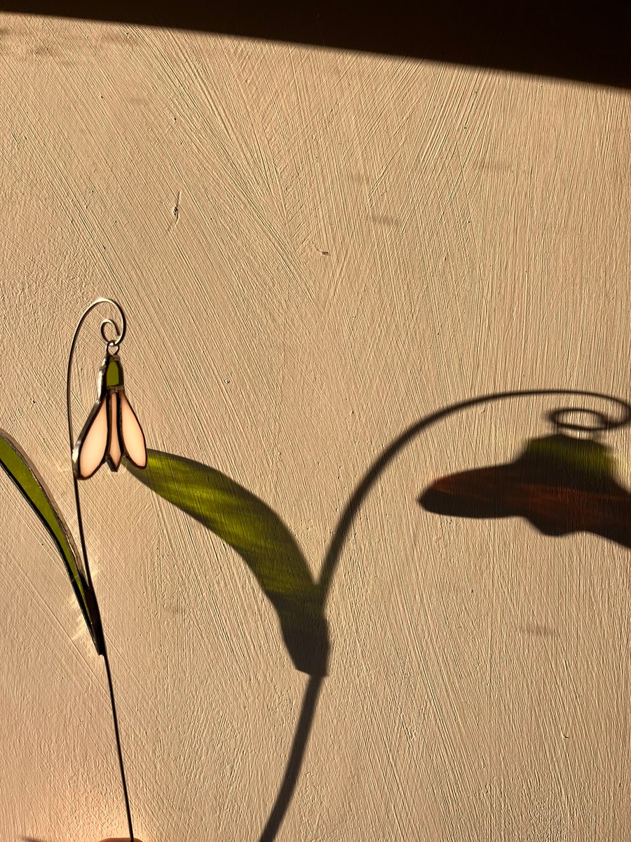 Snowdrop stained glass flower stem, January birth flower