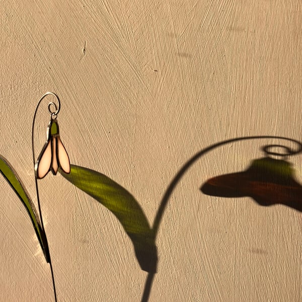 Snowdrop stained glass flower stem, January birth flower
