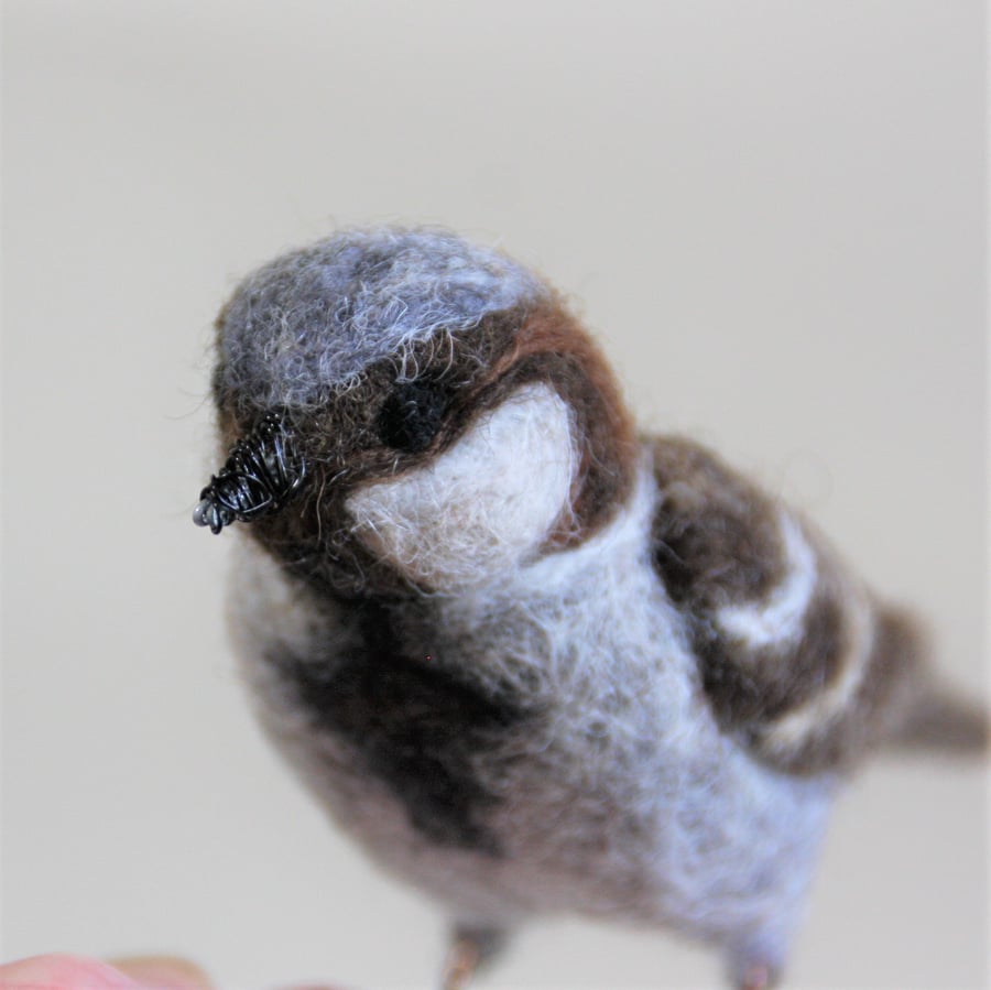 Little Sparrow - felt and wire sculpture inspired by British nature