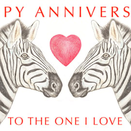 Zebras Nose to Nose - Anniversary Card